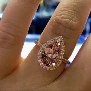 ROSE GOLD PLATED DIAMOND RING SIZE 6